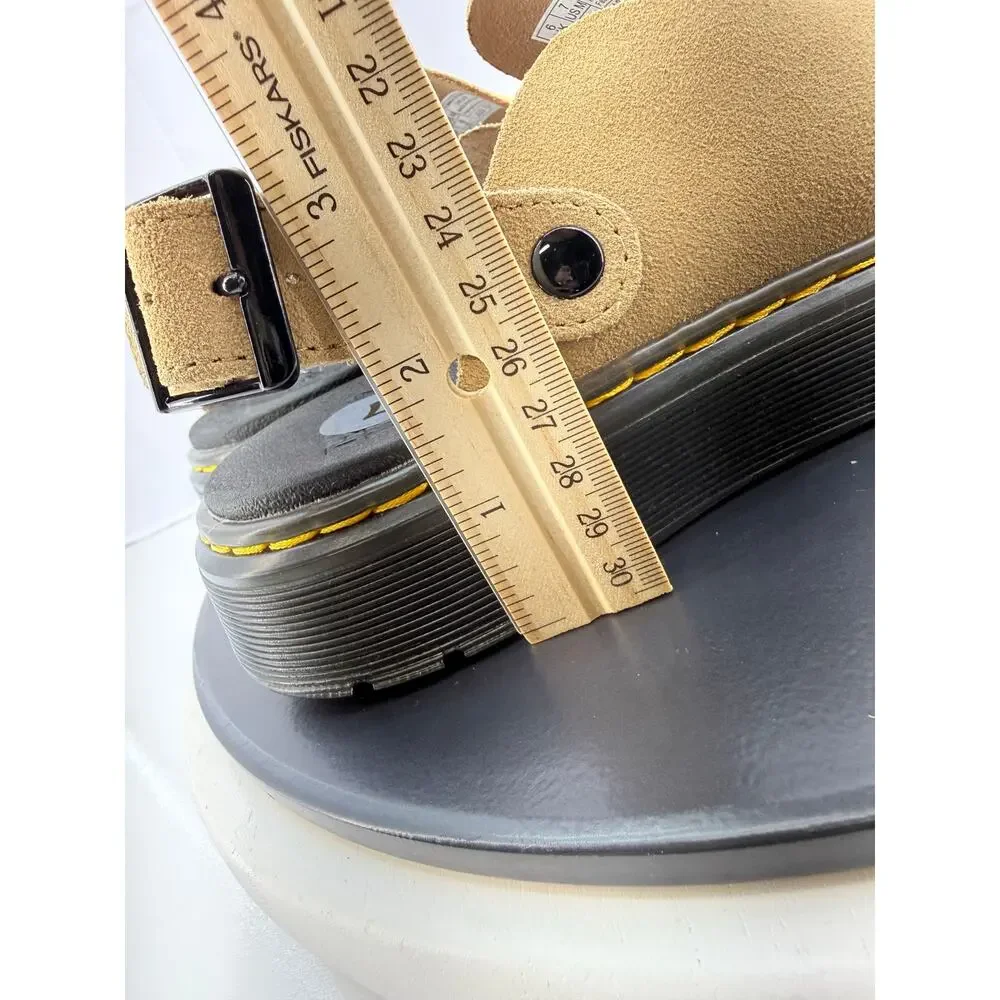 Dr. Martens Carlson‎ Womens Sz 8 Suede Slingback Mules Savannah Tan Chunky Clogs
